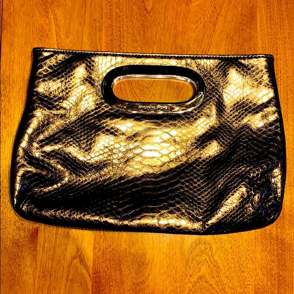 Michael Kors bronze leather clutch